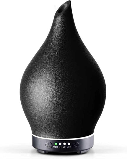 Porseme 150ml Essential Oil Diffuser Ceramic Color Changing Aroma Air Diffusers Aromatherapy Ultrasonic Cool Mist Humidifier 6 Running Hours for Spa Office Sleeping Yoga (Black Ceramic)