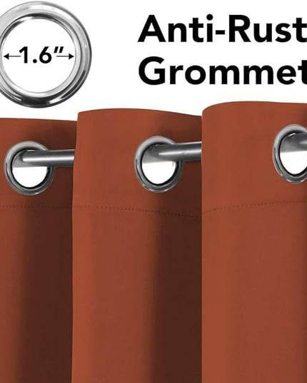 H.VERSAILTEX Blackout Curtains for Bedroom Thermal Insulated Room Darkening Living Room Curtains 72 Inch Long Grommet Privacy Protection Window Curtain Panels/Drapes for Nursery,2 Panels,Orange