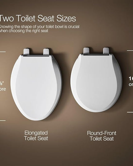 KOHLER 25876-96 Hyten 3" Height, Elevated Soft Close Round Toilet Seat, Contoured Seat with Grip-Tight Bumpers, Quick-Attach Hardware, Biscuit