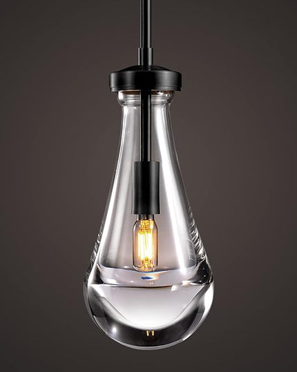 Raindrop Pendant Lights, Modern Black Pendant Lights for Kitchen Island, Dining Room Light Fixture Raindrop Chandelier, Chandelier for Living Room Hallway, Including The Bulb