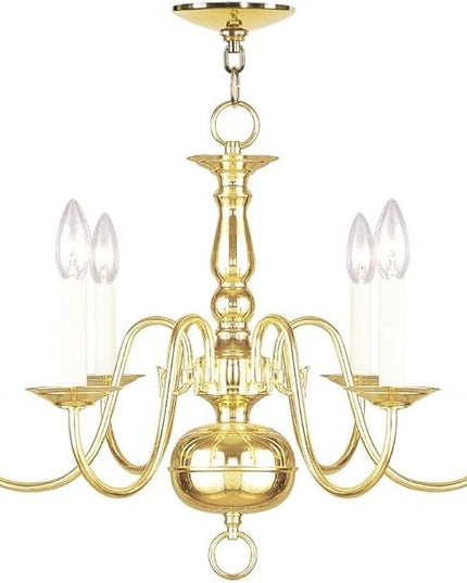 Livex Lighting 5006-04 Williamsburgh 6 Light Black Chandelier, Black/Antique Brass