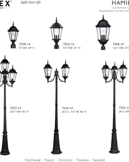Livex Lighting 7557-04 Outdoor Post with Clear Beveled Glass Shades, Black