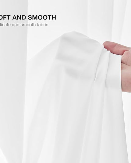 Anmao Non-See-Through Bright White Privacy Semi Sheer Curtains for Living Room 84 Inch Length 2 Panels Set, Light Filtering That Let Light in Rod Pocket Window Drapes for Bedroom, 40Wx84L, Pure White