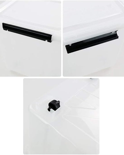 4-Pack Clear Plastic Storage Bins with Lid, 42 L Large Plastic Storage Box