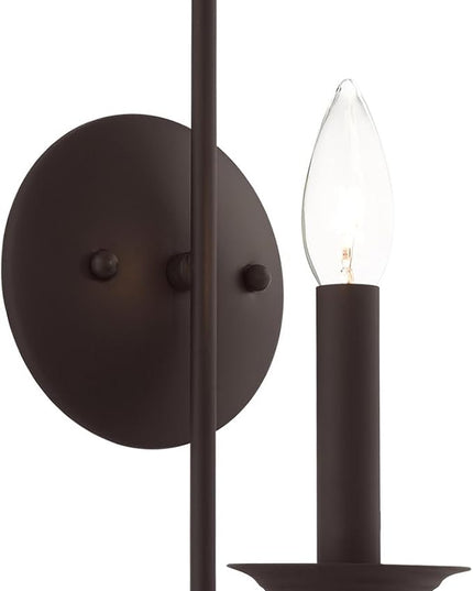 Livex Lighting 42681-07 Steel Wall Sconce for Home Decor; Stylish Wall Decor, 1 Light Fixture Bronze Finish