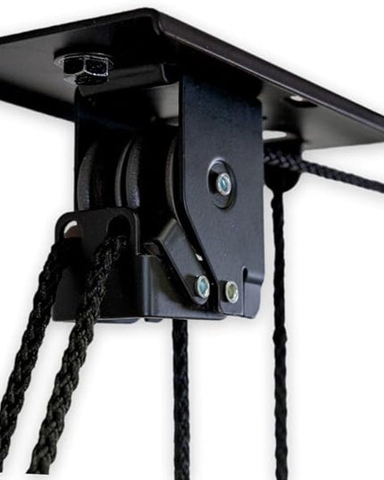 StoreYourBoard Cargo Box Pulley System – Heavy-Duty Garage Hoist Lift for Rooftop Carriers – Garage Storage & Garage Organization Ceiling Hoist with Pulley – Holds 150 lbs - Fits 10-14 ft Ceilings