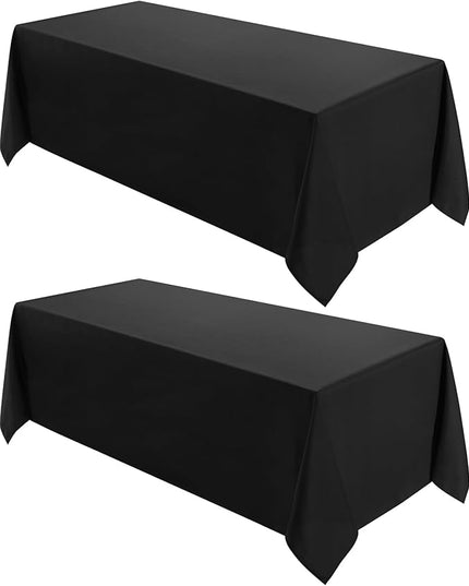 VidaFete 2 Pack 90*132inch Rectangle Tablecloth Polyester Table Cloth，Stain Resistant and Wrinkle Polyester Dining Table Cover for Kitchen Dinning Party Wedding Rectangular Tabletop Decoration(Black)