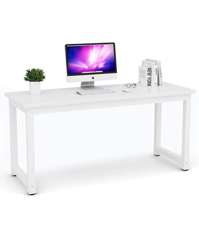 Tribesigns Computer Desk, 63 inch Large Office Desk Computer Table Study Writing Desk for Home Office, White