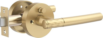 1 Pack Gold Privacy Door Handle - Keyless Entry, Heavy Duty Zinc Alloy Lever for Bedroom/Bathroom