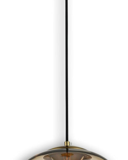 Modern Globe Pendant Light, 9"x7.5" Amber Gradient Glass Hanging Fixture with Gold Base, 15"-72" Adjustable Line, E26 Socket for Living Room, Dining Area, or Entryway – Warm Taupe Globe