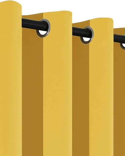 Yakamok Bedroom Half Window Curtains - Home Decoration Short Drapes Eyelet Top Draperies(Mustard Yellow, 52Wx36L, 2 Panels)
