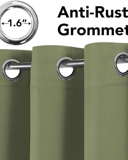 H.VERSAILTEX Blackout Curtains for Bedroom Thermal Insulated Room Darkening Living Room Curtains 63 Inch Long Grommet Privacy Protection Window Curtain Panels/Drapes for Nursery, 2 Panels, Sage
