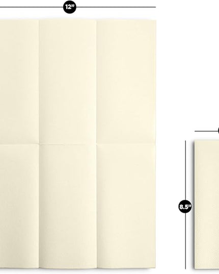 Linen-Feel Cream Paper Napkins - Decortive Cloth-Like Disposable Dinner Napkins - Soft And Absorbent Napkins for Thanksgiving, Party, Wedding, Bathroom Or Any Occasion. (Pack of 100)