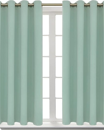 BGment Blackout Curtains - Grommet Thermal Insulated Room Darkening Bedroom and Living Room Curtains, Set of 2 Panels (52 x 45 Inch, Frosty Green)