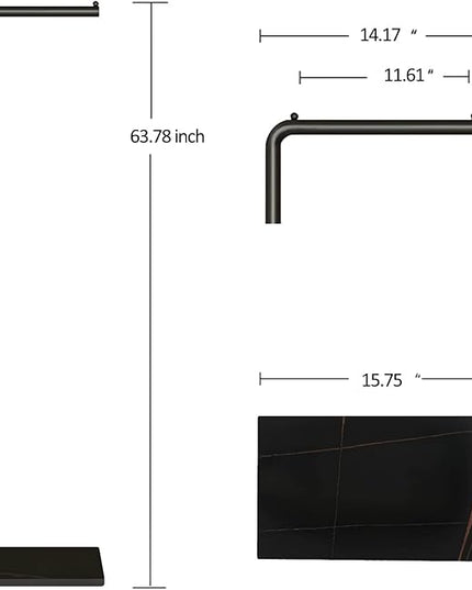 Metal Coat Rack, Modern Clothing Tree with Heavy-weight Slate Base, Small Coat Stand for Entryway/Bedroom/Hallway, Standing Plant Hanger, Matte Black