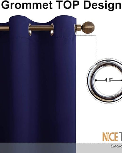 NICETOWN Blackout Wide Sliding Door Curtains - Insulated Noise Reduction Drapes, Privacy Vertical Blind for Living Room & Bedroom (Dark Blue, W100 x L95 inches)