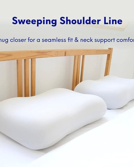 C CUSHION LAB Deep Sleep Pillow, Patented Ergonomic Contour Design for Side & Back Sleepers, Orthopedic Cervical Shape Gently Cradles Head & Provides Neck Support & Shoulder Pain Relief - Calm Grey