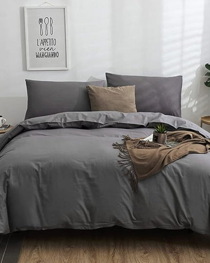 CLOTHKNOW Dark Grey California King Comforter Set 3Pcs Gray Bedding Comforter Sets All Season Grey Comforter Men Women Comforter with 2 x Pillow Cases