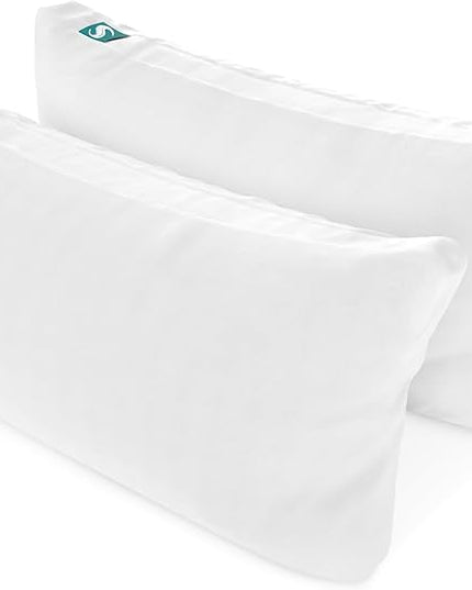 Sleepgram 2-Pack Cooling Bed Pillows & Removable Cover for Sleeping Sets, King Size - Adjustable and Washable Bedding Pillow Set for Comfortable Sleep