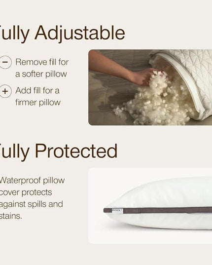 Coop Home Goods Original Adjustable Body Pillow (20x54) and Ultra-Tech Waterproof Pillow Protector Bundle for Pregnancy, Full Body Support for Side Sleepers with Memory Foam & Washable Cover