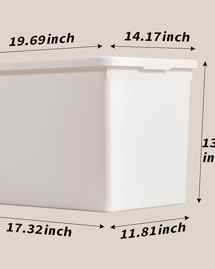 White Storage Bins with lids,Office stackable Plastic Boxes Set of 4,Garage organization Storage Box with handle for Organizing Snacks, Crafts, Legos, Tools,books (white, 4XXXL)
