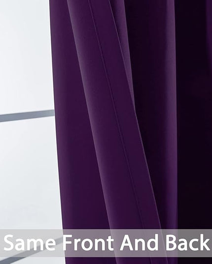 Yakamok Soft Room Darkening Grommet Window Drapes Thermal Insulated Light Blocking Blackout Curtains for Bedroom(38Wx90L,Purple,2 Panels)