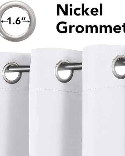 H.VERSAILTEX Thermal Insulated Room Darkening White Curtains for Bedroom/Living Room - Classic Grommet Top (2 Panels, White, 52 Inch by 45 Inch)