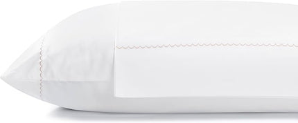 Linen Home 100% Cotton Percale Moon Scallop Hem Pillowcases Queen/Standard Size, Peach, 2 Pieces of Pillow Case, Crisp and Cool Strong Bed Linen, 20 inches X 30 inches