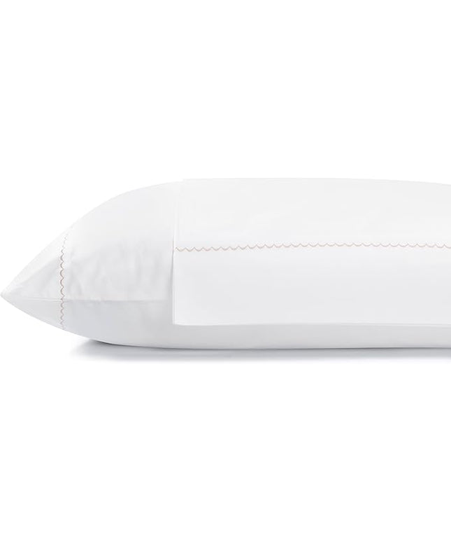 Linen Home 100% Cotton Percale Moon Scallop Hem Pillowcases King Size, Peach, 2 Pieces of Pillow Case, Crisp and Cool Strong Bed Linen, 20 inches X 40 inches