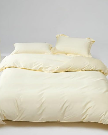 Houseri Ivory Comforter Set Queen Beige Yellow Bedding Size Off White Sets for Women Girls Cream Blanket Queen(90''*90''-Comforter)