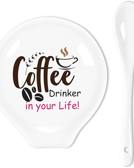 Funny Colourful Coffee Spoon Rest- Ceramic Coffee Spoon Holder-Cafe Station Bar Accessories-Coffee Drinker in Your Life Sign