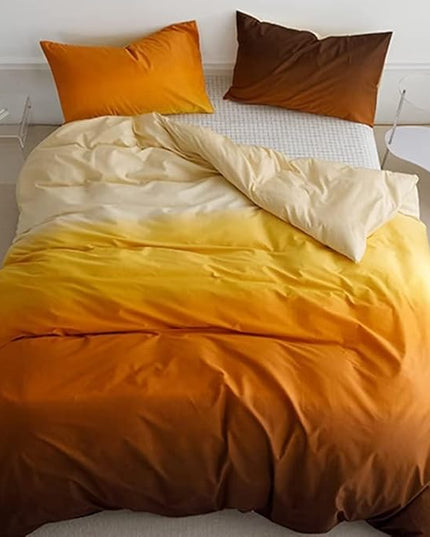 Houseri Yellow Orange Gradient Comforter Set Twin Cream Yellow Gold Brown Comforter Bedding Sets Twin Size for Kids Boys Girls Novel Yellow Bedding Comforters Twin Soft Breathable 3 Pcs