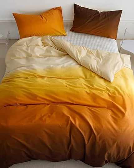 Houseri Gradient Yellow Comforter Set Full Cream Orange Bedding Sets Size Gold Multi Color for Teen Girls Boys Artistic Sunset Quilt Queen 2-orange Gradient