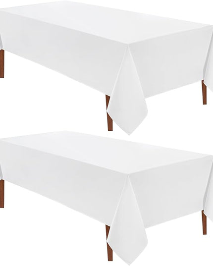 VidaFete Tablecloth 60 * 120inch 2pack Rectangle Table Cloth Polyester, Stain Wrinkle Resistant Dining Table Cover for Kitchen Dinning Party Wedding Rectangular Tabletop Buffet Decoration(White)