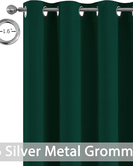Yakamok Blackout Extra Wide Thermal Insulated Curtains, Total Shade Patio Door Curtain, Full Light Shading Sliding Door Room Divider for Space Separator Bedroom, 1 Panel, W100 x L84, Emerald Green,