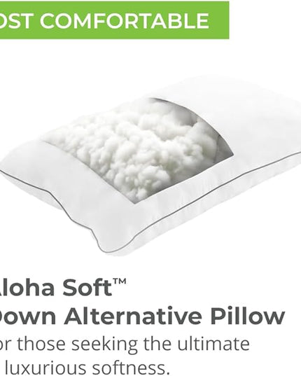 Cariloha Aloha Soft Down Alternative Pillow | White | King | 38" x 20" | 100% Down Alternative Fill with 100% Viscose Cover
