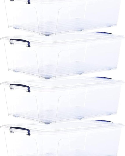 Superio Storage Bins with Lids, Clear Plastic Containers for Organizing, Stackable Totes, BPA Free, Odor Free, Organizer Boxes for Home, and Dorm (4 Pack, 42 Quart)