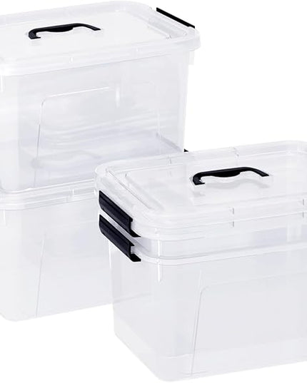4-Pack 17.5 Quart Plastic Storage Bins with Lids, Stackable Storage Organizing Box with Handle, Clear