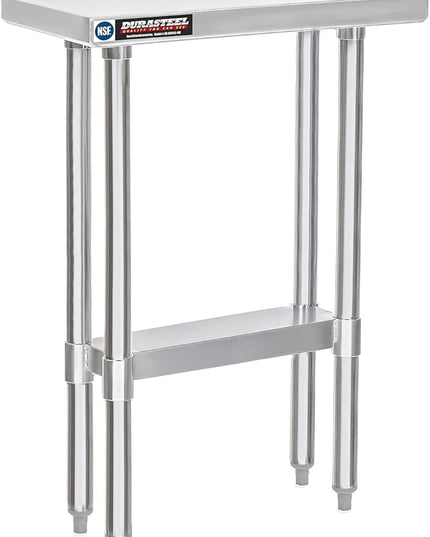 DuraSteel 24x12 Stainless Steel Work Table - NSF Commercial Prep Metal Table - Outdoor Pizza Oven Stand w/Under Shelf - Kitchen Island Laundry Utility Garage Microwave Stand Large Rolling Storage Cart