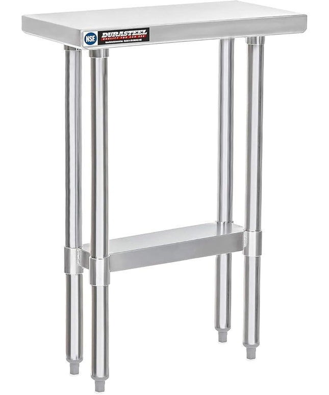 DuraSteel 24x12 Stainless Steel Work Table - NSF Commercial Prep Metal Table - Outdoor Pizza Oven Stand w/Under Shelf - Kitchen Island Laundry Utility Garage Microwave Stand Large Rolling Storage Cart