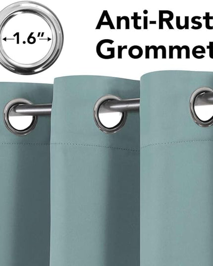 H.VERSAILTEX Premium Blackout Thermal Insulated Room Darkening Curtains for Bedroom/Living Room - Classic Grommet Top (2 Panels, Mineral Blue, 52 Inch by 84 Inch)