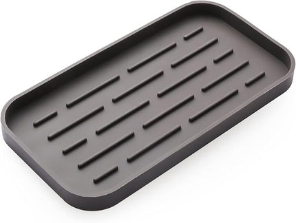 Silicone Kitchen Sink Organizer Tray for Multiple Usage,Eco-Friendly Sponges Holder for Kitchen Bathroom Counter or Sink,Dish Soap Dispenser,Scrubber,Bottle,Cup (Coffee, 10"×5.3")