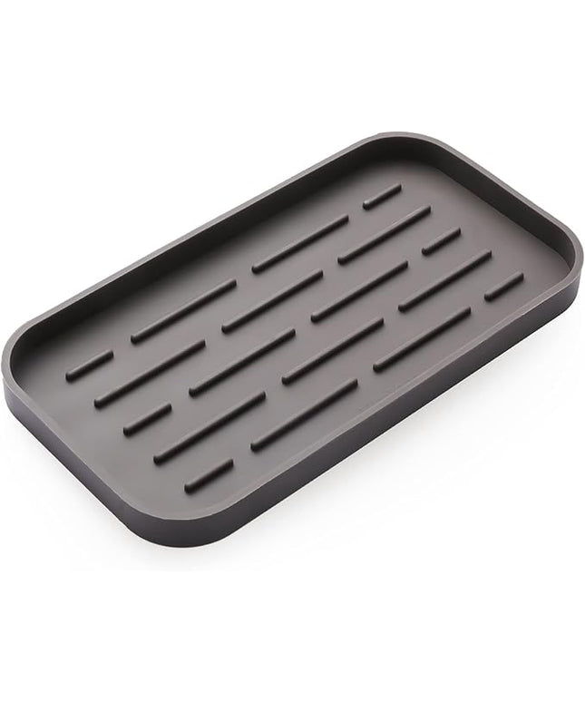 Silicone Kitchen Sink Organizer Tray for Multiple Usage,Eco-Friendly Sponges Holder for Kitchen Bathroom Counter or Sink,Dish Soap Dispenser,Scrubber,Bottle,Cup (Coffee, 10"×5.3")
