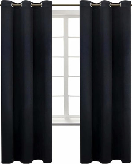 BGment Blackout Curtains for Living Room - Grommet Thermal Insulated Room Darkening Curtains for Bedroom, Set of 2 Panels (42 x 72 Inch, Black)