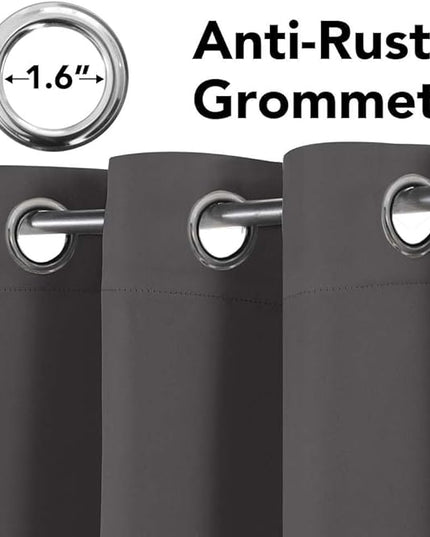 H.VERSAILTEX Blackout Curtains for Bedroom Thermal Insulated Room Darkening Living Room Curtains 63 Inch Long Grommet Privacy Protection Window Curtain Panels/Drapes, 2 Panels, Charcoal Grey
