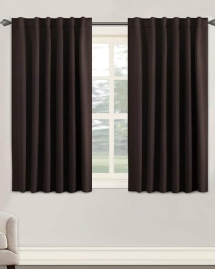 H.VERSAILTEX Blackout Curtains Thermal Insulated Window Treatment Panels Room Darkening Blackout Drapes for Living Room Back Tab/Rod Pocket Bedroom Draperies, 52 x 45 Inch, Chocolate Brown, 2 Panels