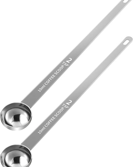 2PCS 2 Teaspoon Coffee Scoop, 9.1" Long Handle Measuring Spoon, 2tsp (10 ml) Stainless Steel Scooper