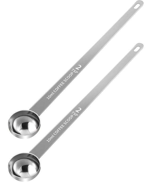 2PCS 2 Teaspoon Coffee Scoop, 9.1" Long Handle Measuring Spoon, 2tsp (10 ml) Stainless Steel Scooper