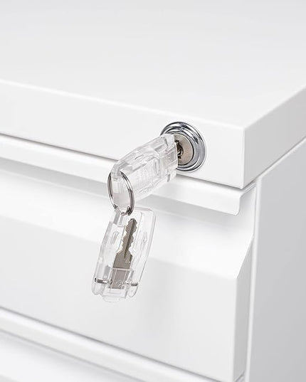 3-Drawer Lockable Mobile File Cabinet – Metal A4/Letter/Legal Size Storage for Home/Office, Pre-Assembled, Space-Saving Under-Desk Cabinet with Wheels (White)