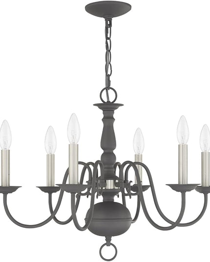 Livex Lighting Williamsburgh 6 Lt Scandinavian Gray Chandelier